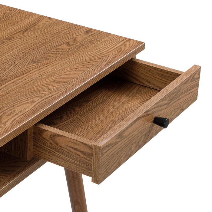 Scrivania Habo Tavolo con Cassetto e Scomparto Semichiuso 74x115x48 cm Color Legno Scuro [en.casa]