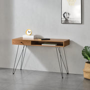 Scrivania 75x115x48 cm con Cassetto e Scomparto, Scrittoio su Gambe in Metallo, Tavolo da Computer per Ufficio/Casa,
