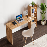 Scrivania Chagtuniejle con Scaffale Laterale 150 x 45 x 120 cm - Effetto Legno [en.casa]