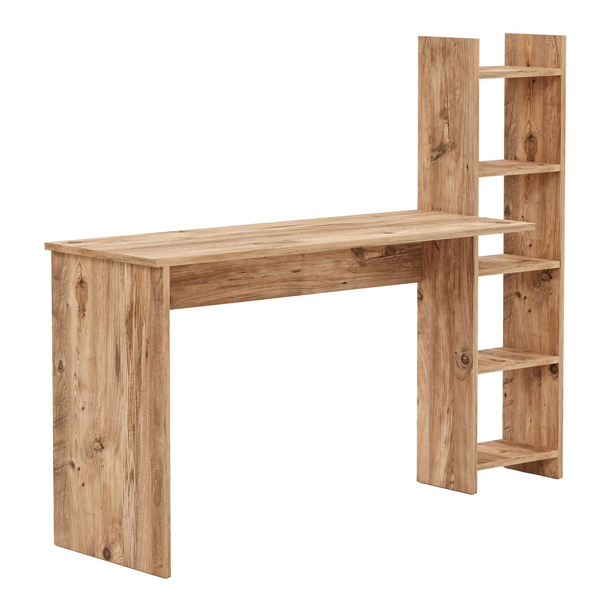Scrivania Chagtuniejle con Scaffale Laterale 150 x 45 x 120 cm - Effetto Legno [en.casa]