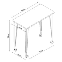 Tavolo a Rotelle Overhalla con Gambe a Forcina Piano 80 x 40 cm Effetto Rovere / Bianco [en.casa]