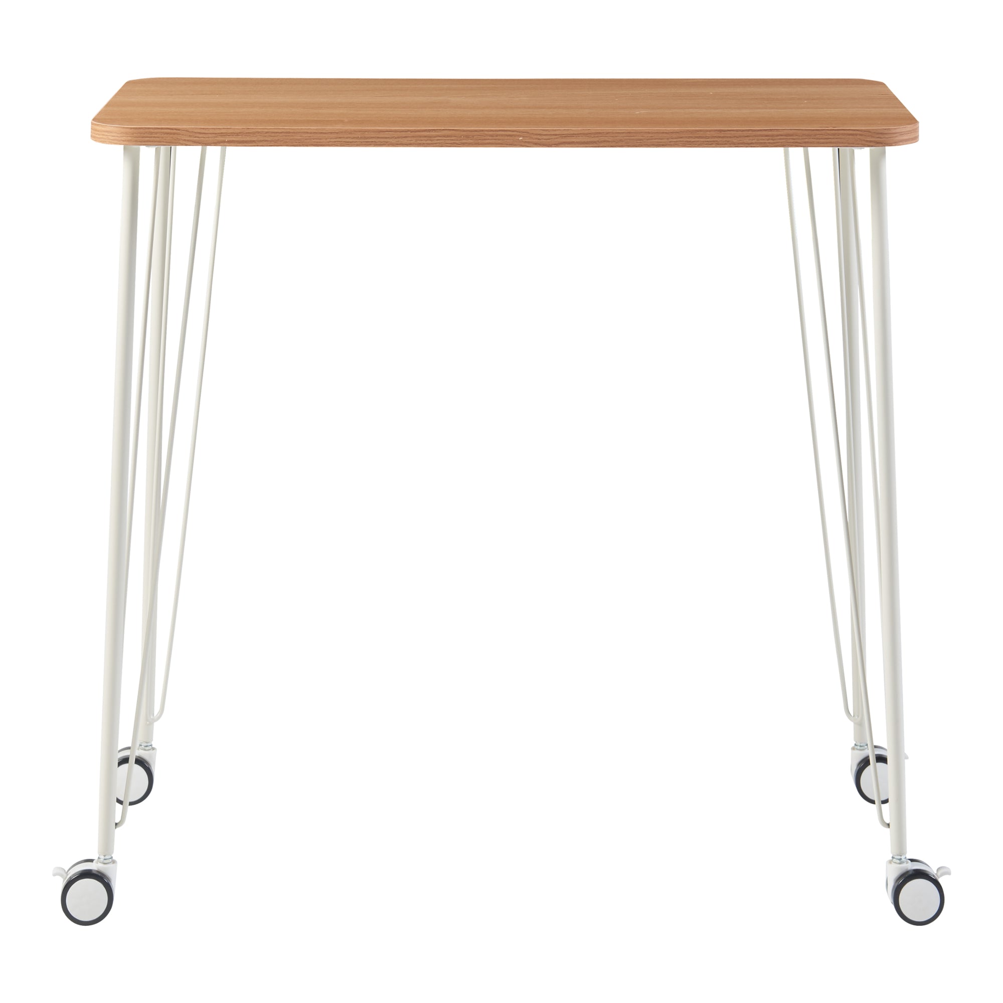 Tavolo a Rotelle Overhalla con Gambe a Forcina Piano 80 x 40 cm Effetto Rovere / Bianco [en.casa]