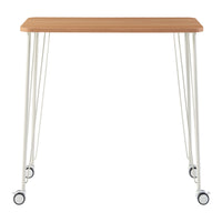 Tavolo a Rotelle Overhalla con Gambe a Forcina Piano 80 x 40 cm Effetto Rovere / Bianco [en.casa]