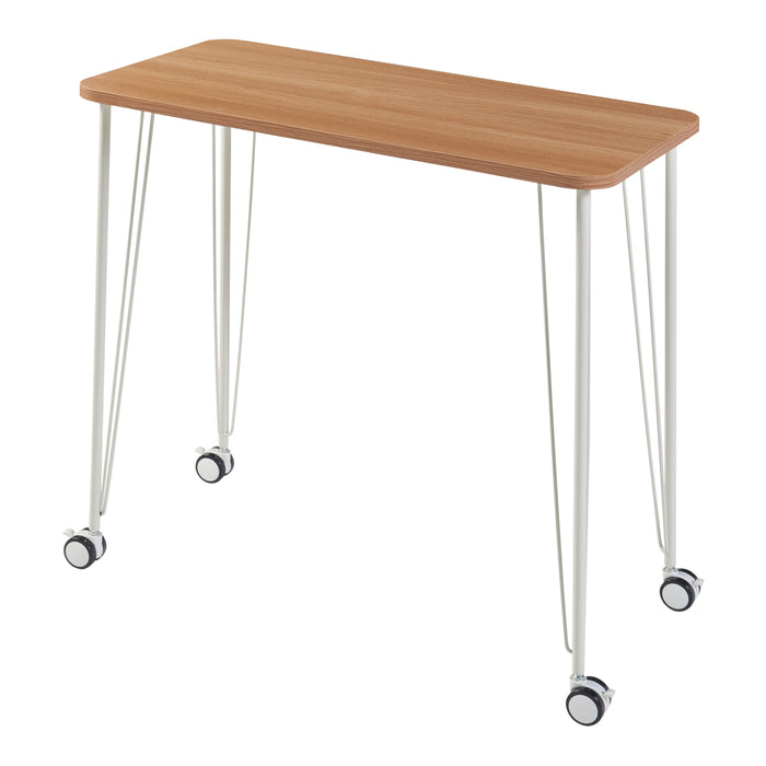 Tavolo a Rotelle Overhalla con Gambe a Forcina Piano 80 x 40 cm Effetto Rovere / Bianco [en.casa]