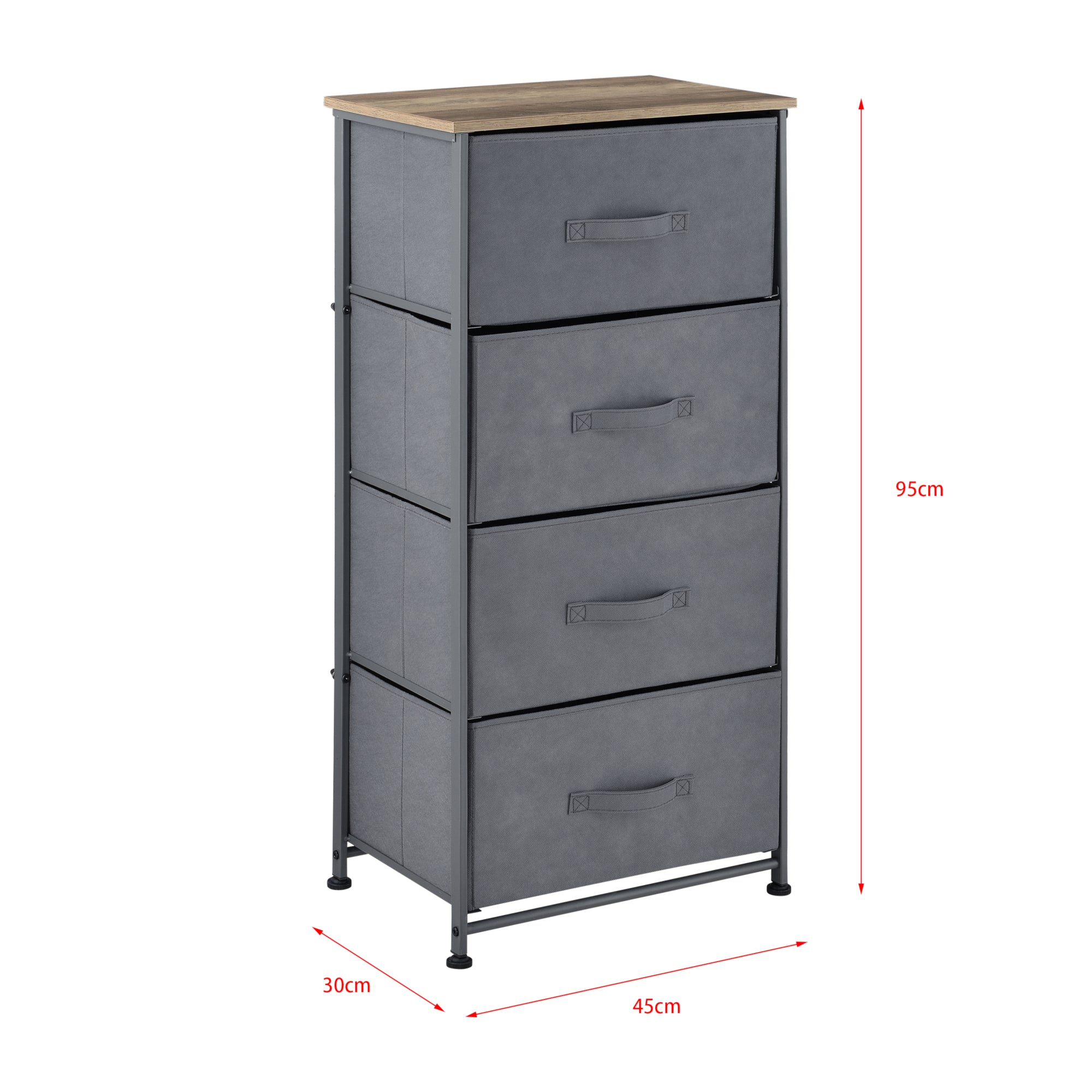 Cassettiera a Colonna con 4 Cassetti in Tessuto Grigio scuro pro.tec