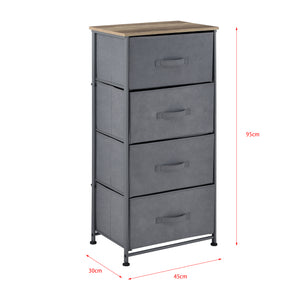 Cassettiera a Colonna con 4 Cassetti in Tessuto Grigio scuro pro.tec