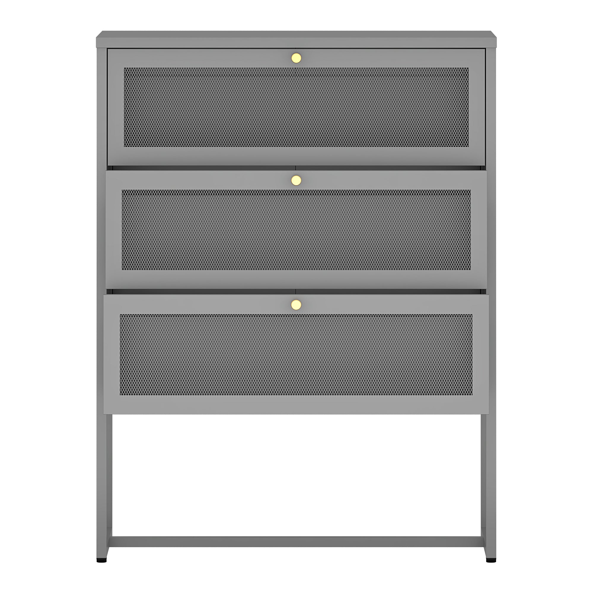 Cassettiera Sund in Acciaio con Frontali Traforati 105x80x40 cm Grigio [en.casa]