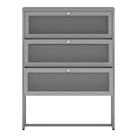 Cassettiera Sund in Acciaio con Frontali Traforati 105x80x40 cm Grigio [en.casa]