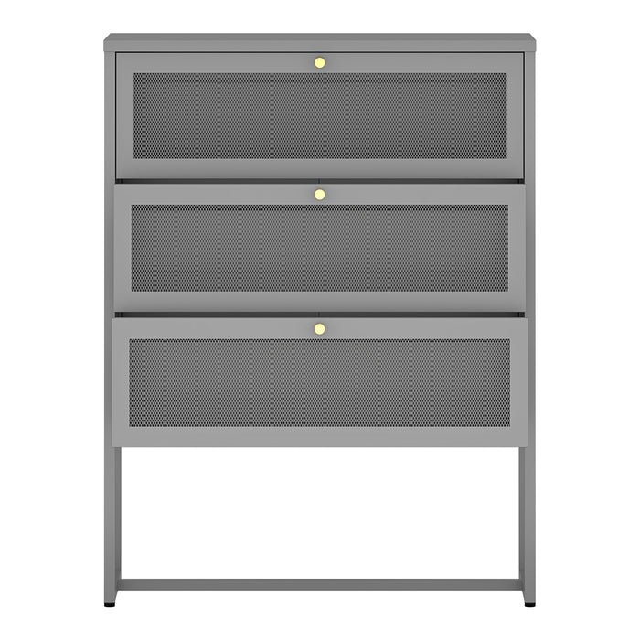 Cassettiera Sund in Acciaio con Frontali Traforati 105x80x40 cm Grigio [en.casa]