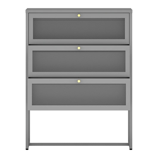 Cassettiera Sund in acciaio pratico mobile contenitore per ingresso soggiorno camera da letto 105 x 80 x 40 cm grigio 03_0009312