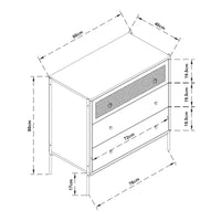 Cassettiera Tysnes Comò con 3 Cassetti 80x80x40 cm Effetto Rovere / Nero [en.casa]