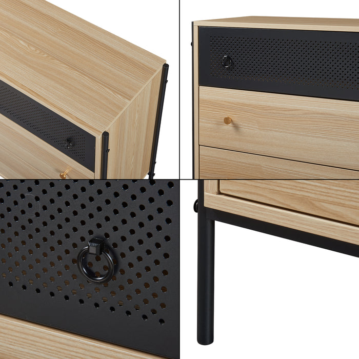 Cassettiera Tysnes Comò con 3 Cassetti 80x80x40 cm Effetto Rovere / Nero [en.casa]