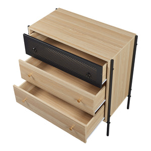 Cassettiera Tysnes Comò con 3 Cassetti 80x80x40 cm Effetto Rovere / Nero [en.casa]