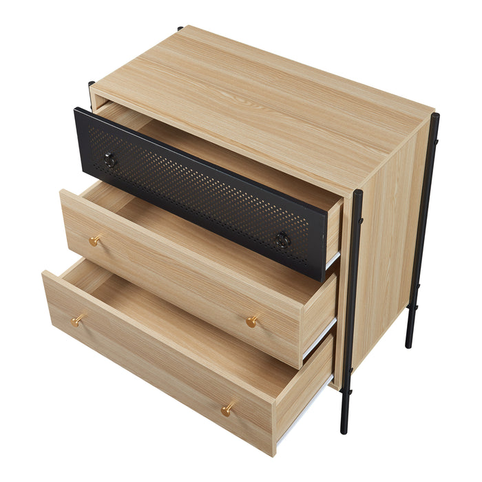 Cassettiera Tysnes Comò con 3 Cassetti 80x80x40 cm Effetto Rovere / Nero [en.casa]