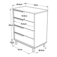 Cassettiera Vesanto con 4 Cassetti - Effetto Rovere / Nero [en.casa]