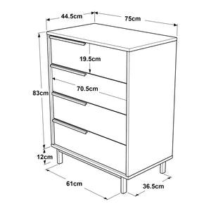 Cassettiera Vesanto con 4 Cassetti - Effetto Rovere / Nero [en.casa]