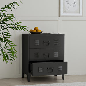 Cassettiera Hämeenlinna in Acciaio 72 x 60 x 40 cm Nero [en.casa]