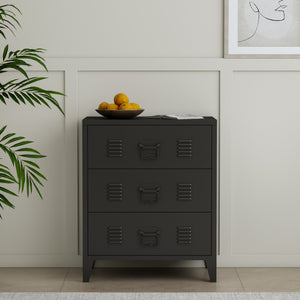 Cassettiera Hämeenlinna in Acciaio 72 x 60 x 40 cm Nero [en.casa]