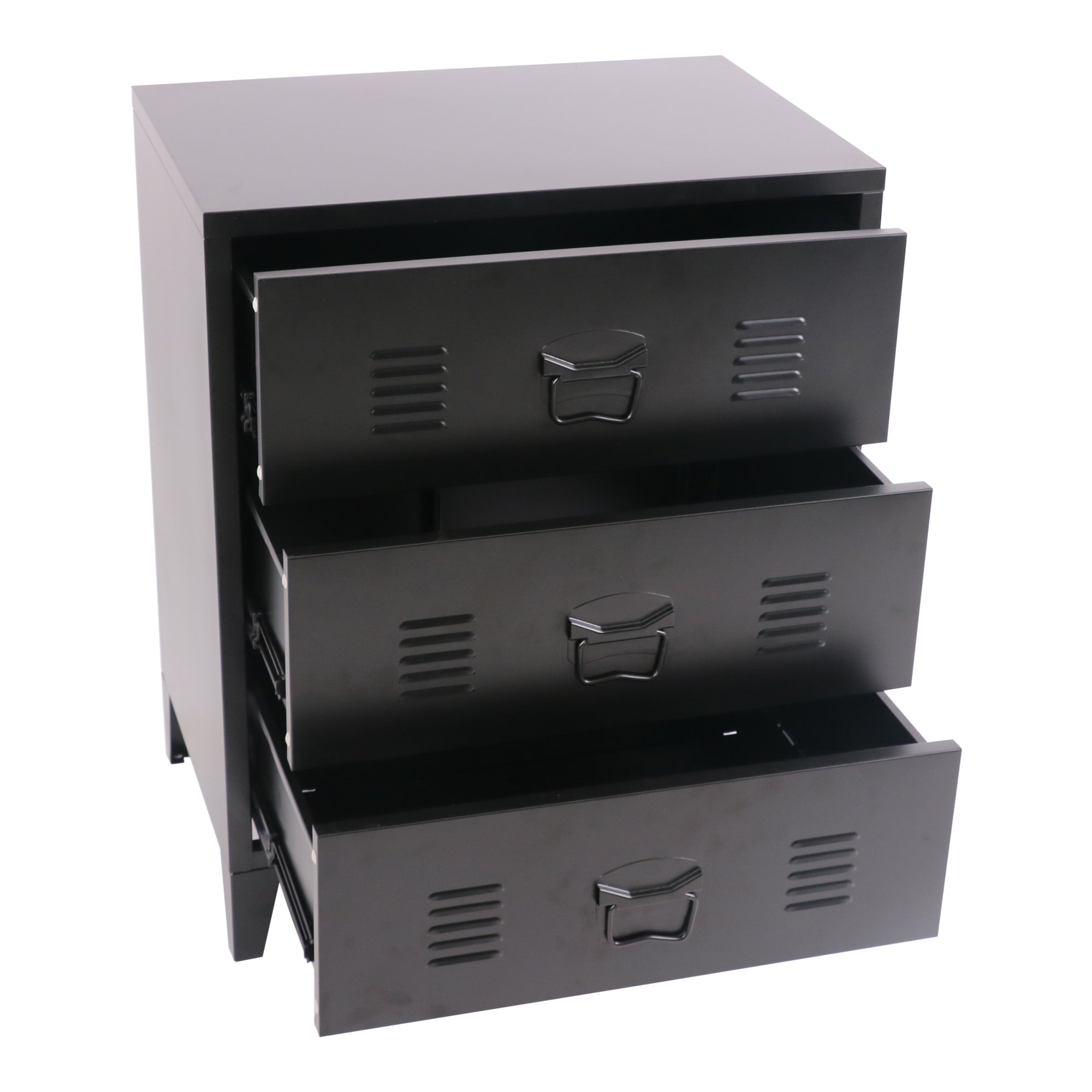 Cassettiera Hämeenlinna in Acciaio 72 x 60 x 40 cm Nero [en.casa]