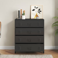 Cassettiera Hämeenlinna Comò in Acciaio con 4 Cassetti 92 x 80 x 40 cm Nero [en.casa]