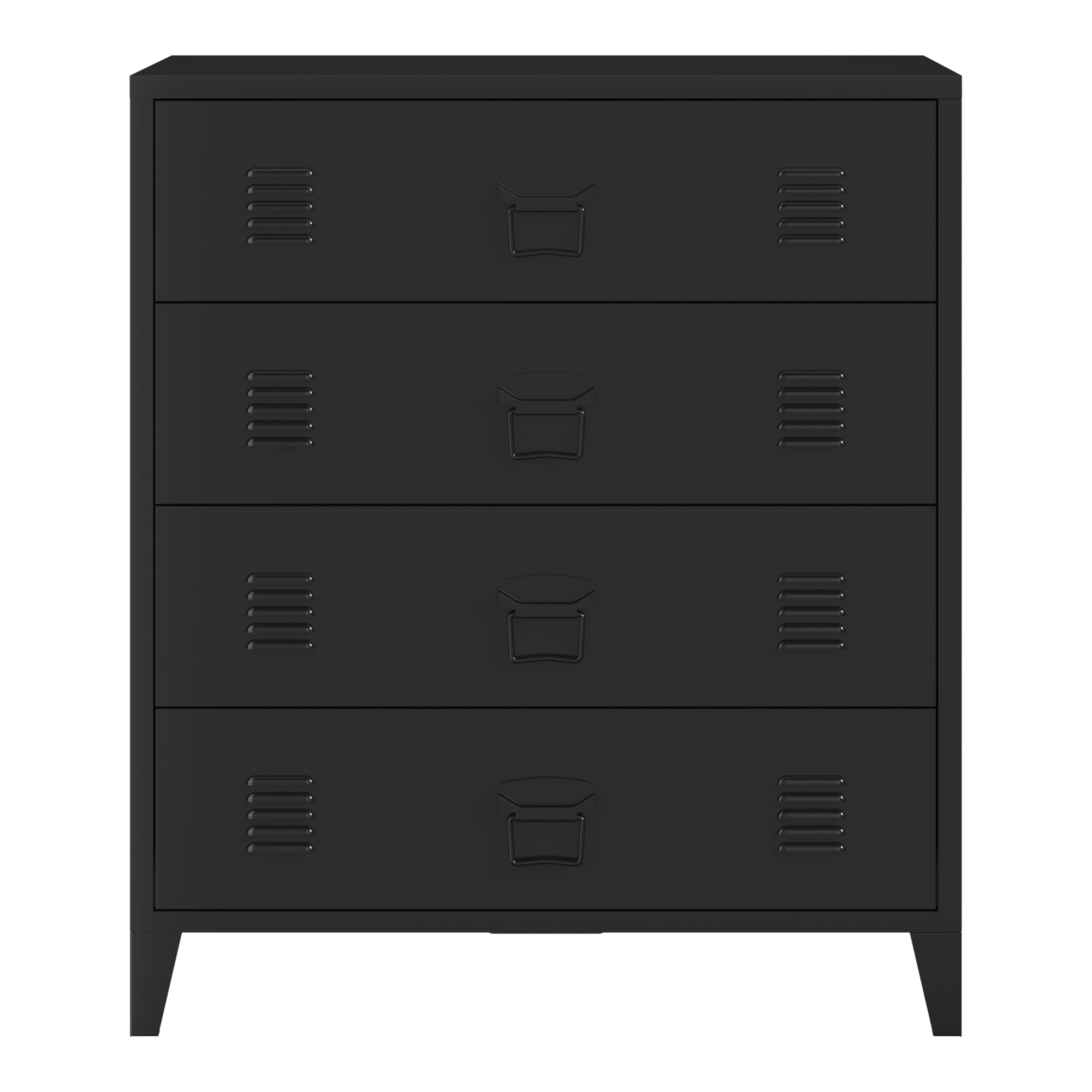 Cassettiera Hämeenlinna Comò in Acciaio con 4 Cassetti 92 x 80 x 40 cm Nero [en.casa]