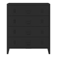 Cassettiera Hämeenlinna Comò in Acciaio con 4 Cassetti 92 x 80 x 40 cm Nero [en.casa]