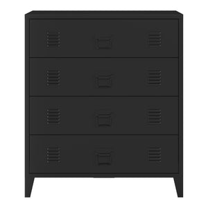 Cassettiera Hämeenlinna Comò in Acciaio con 4 Cassetti 92 x 80 x 40 cm Nero [en.casa]