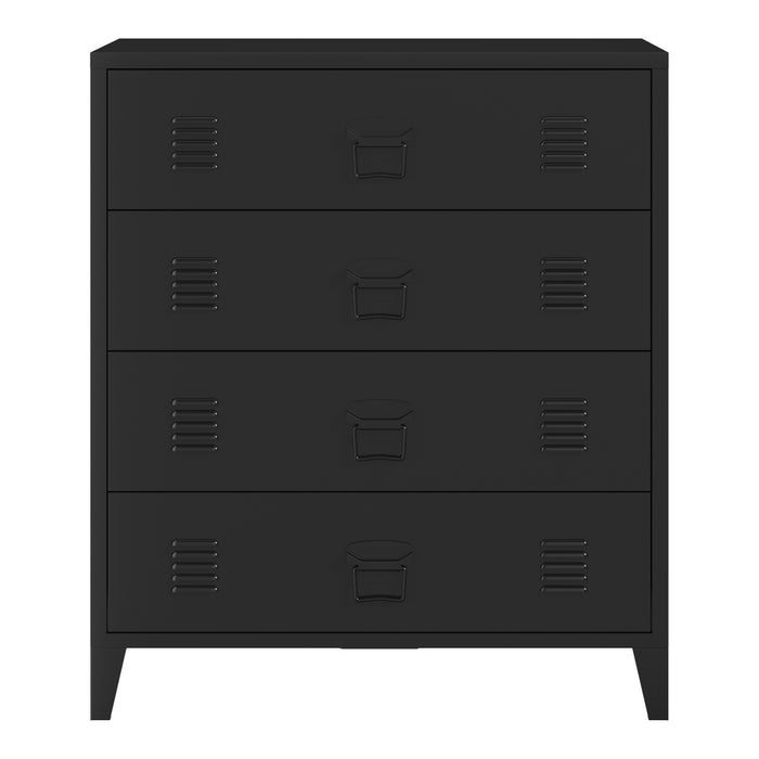 Cassettiera Hämeenlinna Comò in Acciaio con 4 Cassetti 92 x 80 x 40 cm Nero [en.casa]