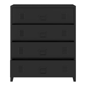 Cassettiera Hämeenlinna Comò in Acciaio con 4 Cassetti 92 x 80 x 40 cm Nero [en.casa]