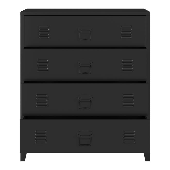 Cassettiera Hämeenlinna Comò in Acciaio con 4 Cassetti 92 x 80 x 40 cm Nero [en.casa]