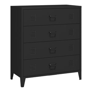 Cassettiera Hämeenlinna Comò in Acciaio con 4 Cassetti 92 x 80 x 40 cm Nero [en.casa]