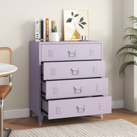 Cassettiera Hämeenlinna Comò in Acciaio con 4 Cassetti 92 x 80 x 40 cm Viola [en.casa]