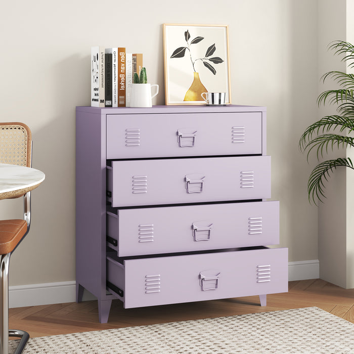 Cassettiera Hämeenlinna Comò in Acciaio con 4 Cassetti 92 x 80 x 40 cm Viola [en.casa]