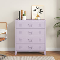 Cassettiera Hämeenlinna Comò in Acciaio con 4 Cassetti 92 x 80 x 40 cm Viola [en.casa]