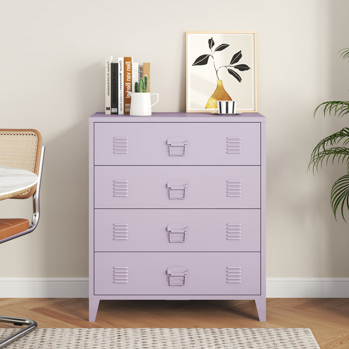 Cassettiera Hämeenlinna Comò in Acciaio con 4 Cassetti 92 x 80 x 40 cm Viola [en.casa]