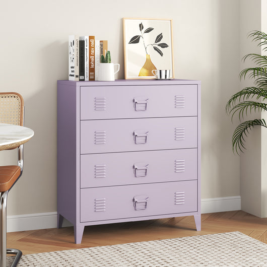 Cassettiera Hämeenlinna Comò in Acciaio con 4 Cassetti 92 x 80 x 40 cm Viola [en.casa]