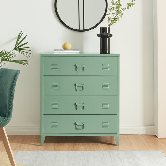 Cassettiera Hämeenlinna Comò in Acciaio con 4 Cassetti 92 x 80 x 40 cm Verde opaco [en.casa]