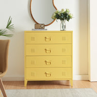 Cassettiera Hämeenlinna Comò in Acciaio con 4 Cassetti 92 x 80 x 40 cm Giallo [en.casa]