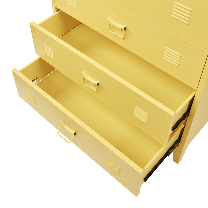 Cassettiera Hämeenlinna Comò in Acciaio con 4 Cassetti 92 x 80 x 40 cm Giallo [en.casa]