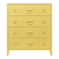 Cassettiera Hämeenlinna Comò in Acciaio con 4 Cassetti 92 x 80 x 40 cm Giallo [en.casa]