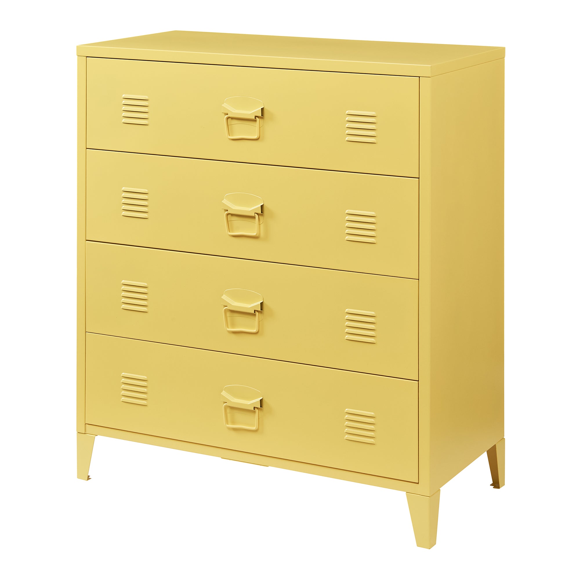 Cassettiera Hämeenlinna Comò in Acciaio con 4 Cassetti 92 x 80 x 40 cm Giallo [en.casa]