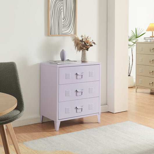 Cassettiera Hämeenlinna Comò in Acciaio con 3 Cassetti 72 x 60 x 40 cm Viola [en.casa]