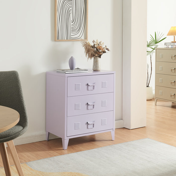 Cassettiera Hämeenlinna Comò in Acciaio con 3 Cassetti 72 x 60 x 40 cm Viola [en.casa]