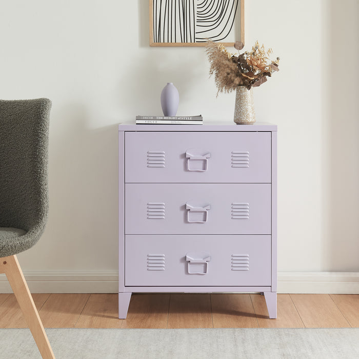 Cassettiera Hämeenlinna Comò in Acciaio con 3 Cassetti 72 x 60 x 40 cm Viola [en.casa]