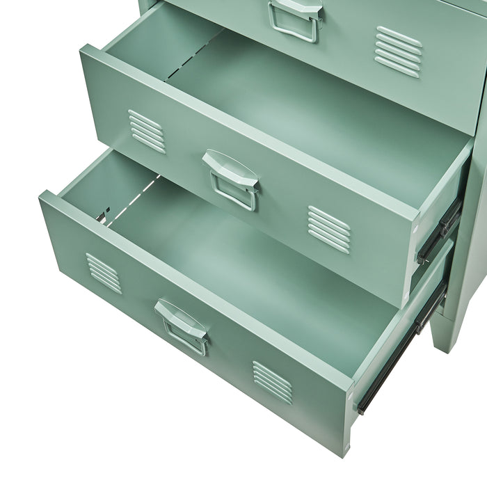 Cassettiera Hämeenlinna Comò in Acciaio con 3 Cassetti 72 x 60 x 40 cm Verde opaco [en.casa]