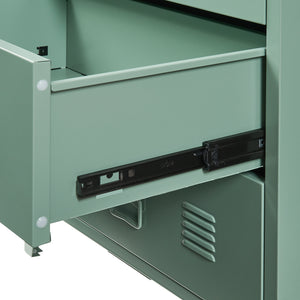 Cassettiera Hämeenlinna Comò in Acciaio con 3 Cassetti 72 x 60 x 40 cm Verde opaco [en.casa]
