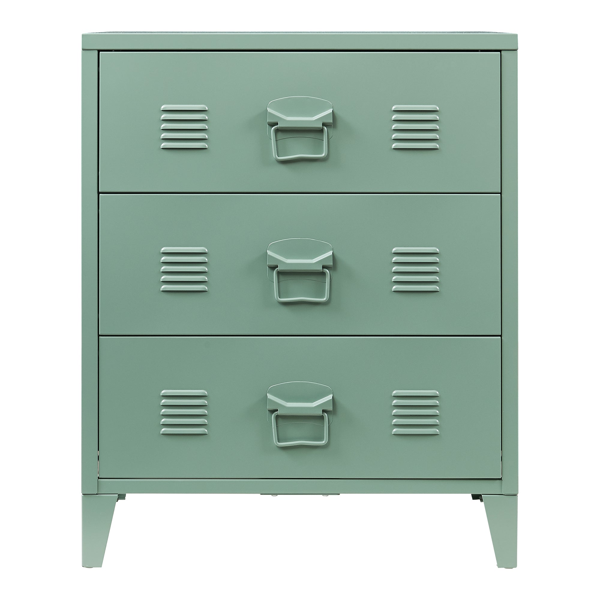 Cassettiera Hämeenlinna Comò in Acciaio con 3 Cassetti 72 x 60 x 40 cm Verde opaco [en.casa]