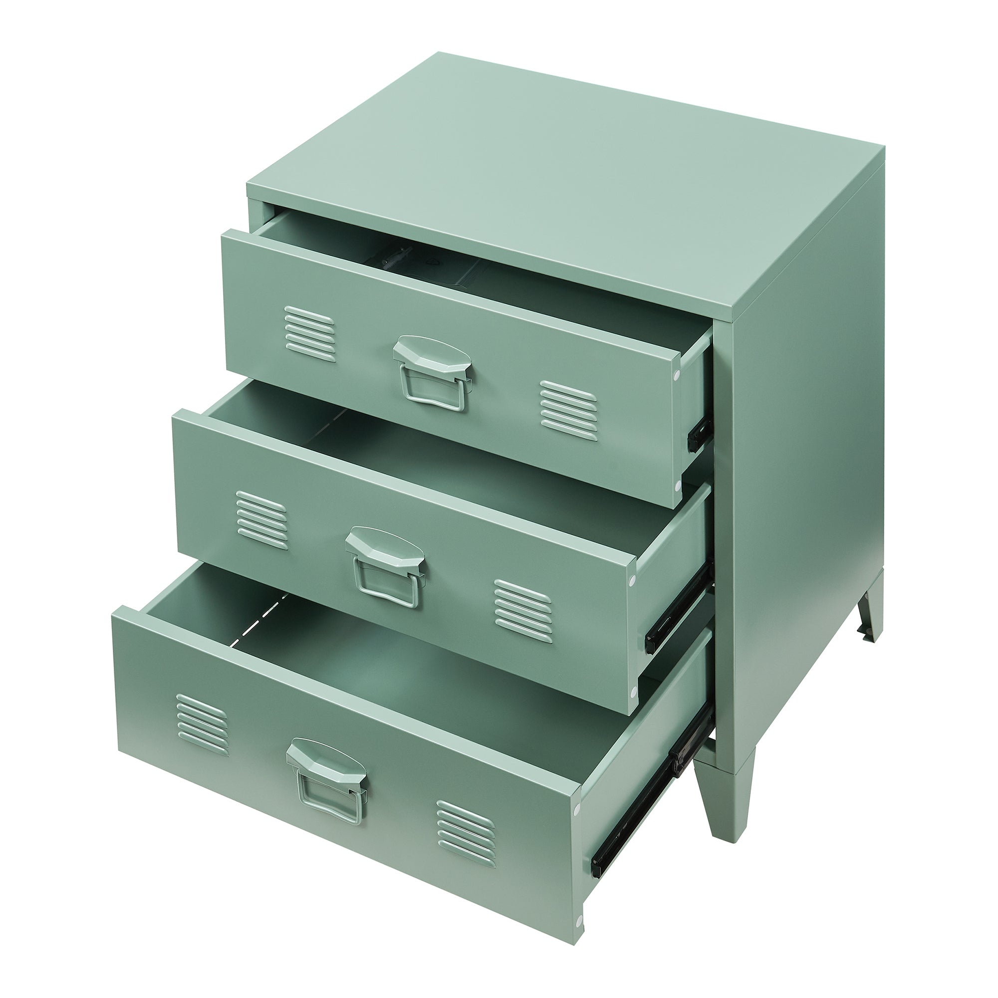 Cassettiera Hämeenlinna Comò in Acciaio con 3 Cassetti 72 x 60 x 40 cm Verde opaco [en.casa]