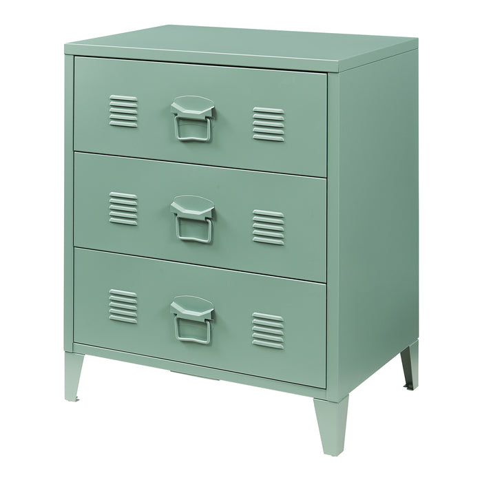 Cassettiera Hämeenlinna Comò in Acciaio con 3 Cassetti 72 x 60 x 40 cm Verde opaco [en.casa]