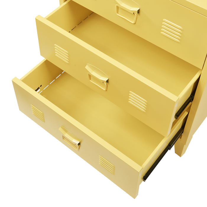 Cassettiera Hämeenlinna Comò in Acciaio con 3 Cassetti 72 x 60 x 40 cm Giallo [en.casa]